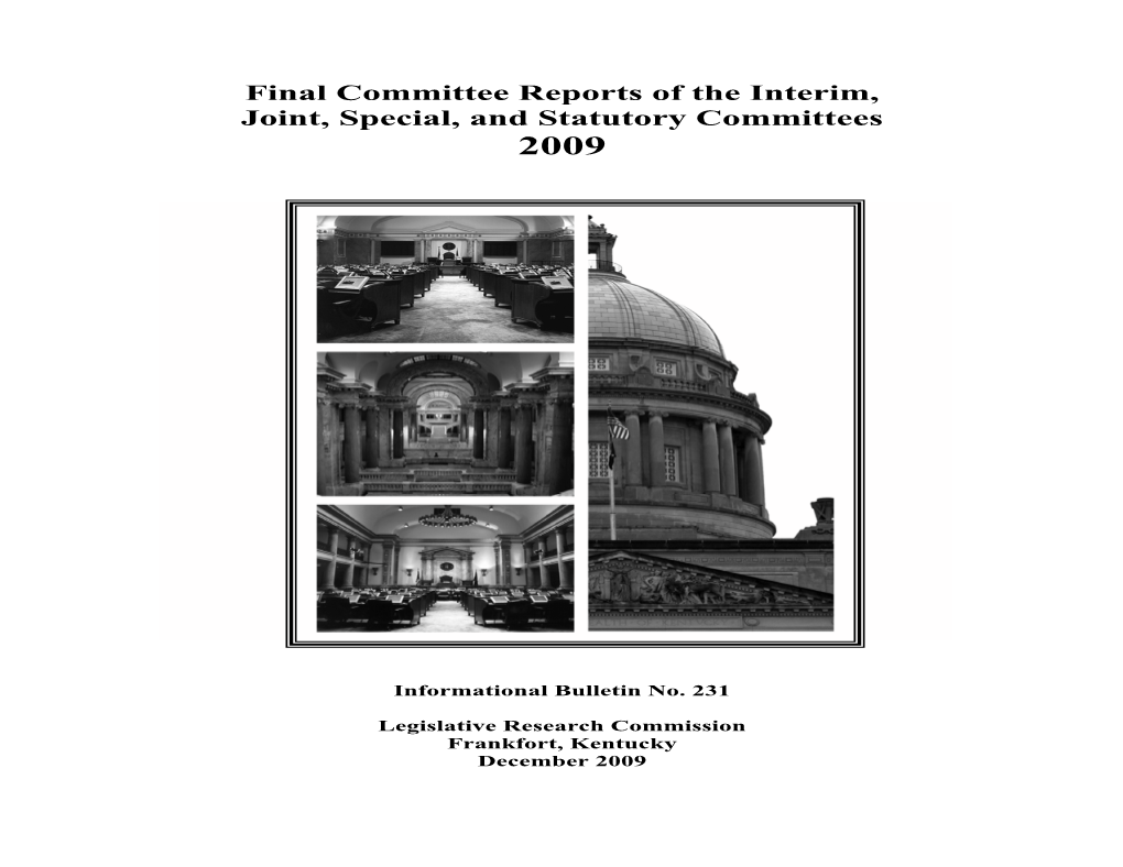 Final Committee Reports of the Interim, Joint, Special, and Statutory Committees 2009
