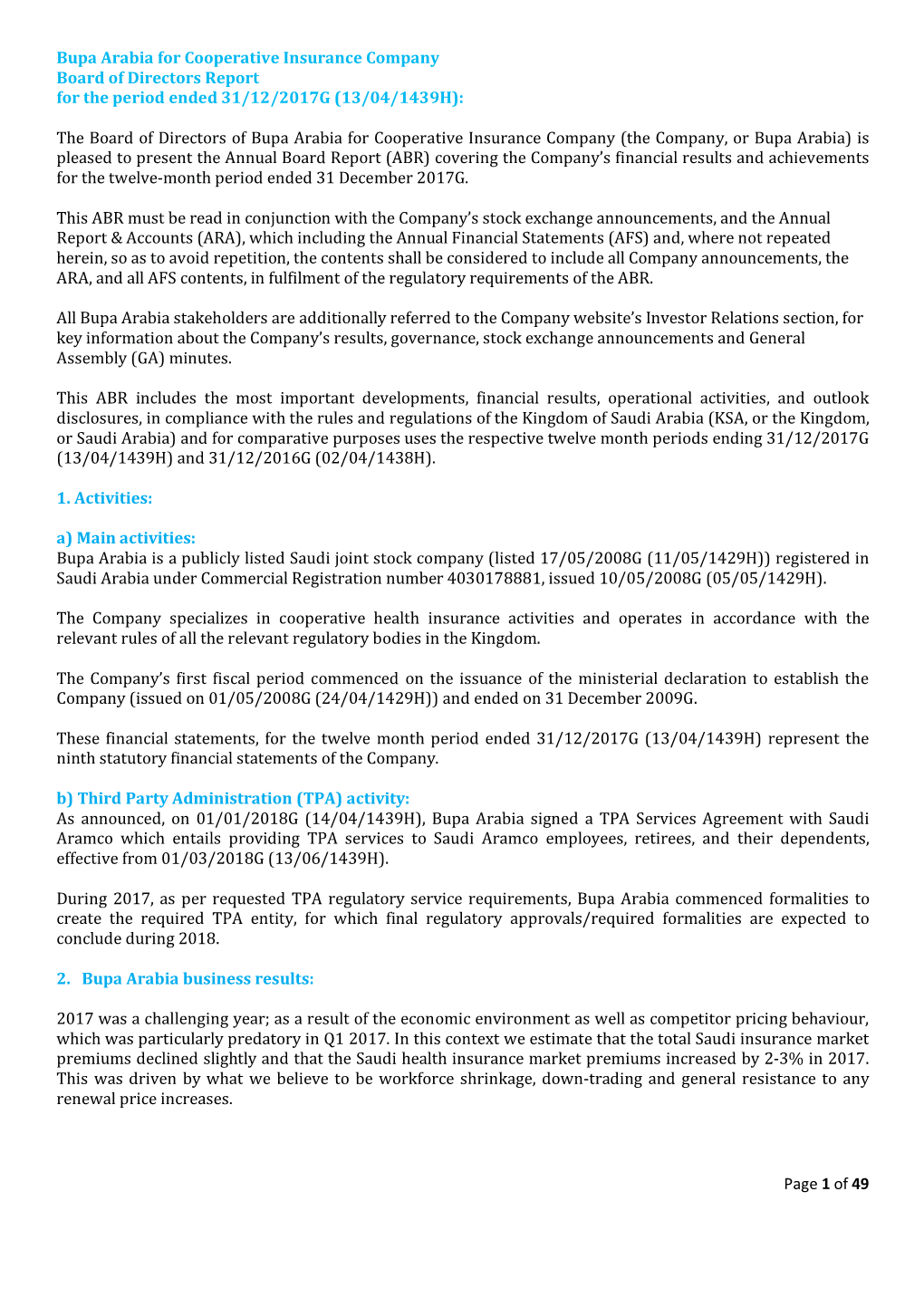 Page 1 of 49 Bupa Arabia for Cooperative Insurance Company