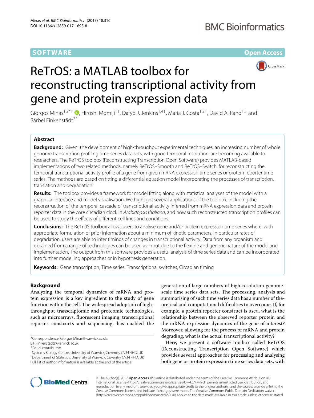 A MATLAB Toolbox for Reconstructing Transcriptional Activity from Gene and Protein Expression Data Giorgos Minas1,2*† ,Hiroshimomiji1†, Dafyd J
