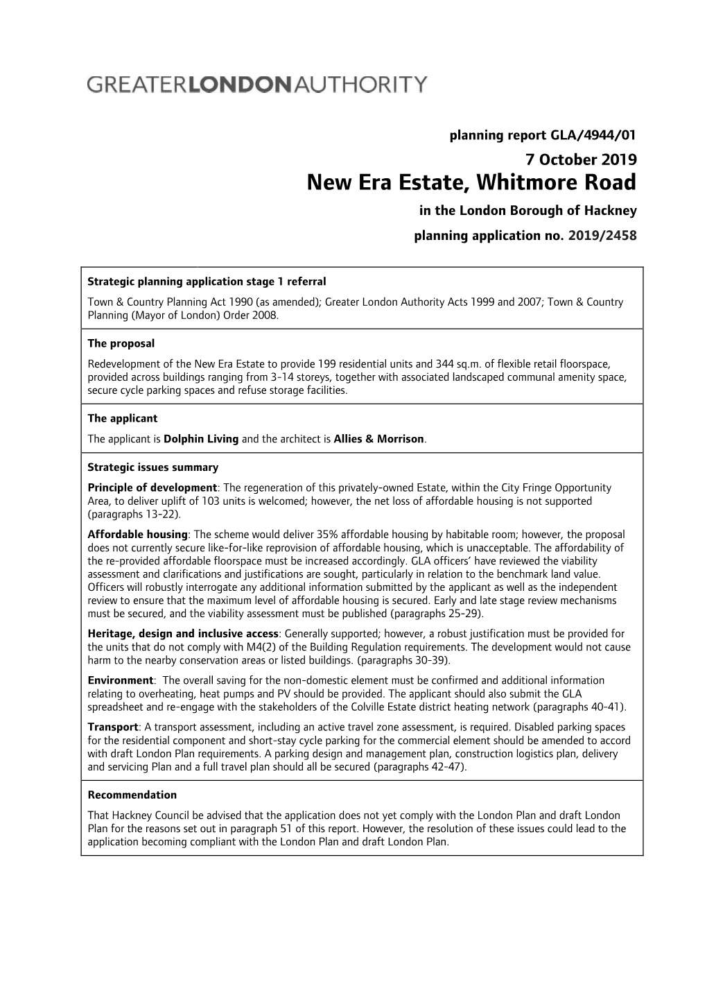 New Era Estate, Whitmore Road in the London Borough of Hackney Planning Application No