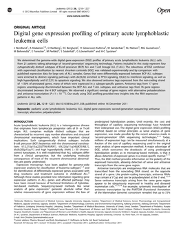 Digital Gene Expression Profiling of Primary Acute Lymphoblastic