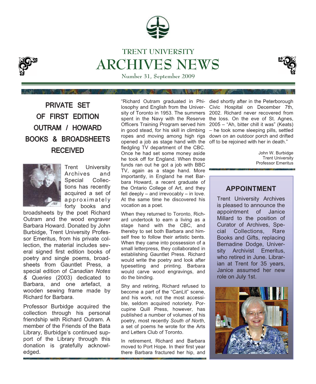 ARCHIVES NEWS Number 31, September 2009