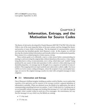 Information, Entropy, and the Motivation for Source Codes