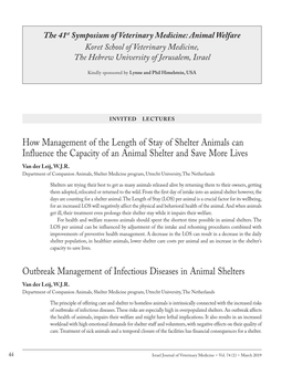How Management of the Length of Stay of Shelter Animals Can Influence the Capacity of an Animal Shelter and Save More Lives Van Der Leij, W.J.R