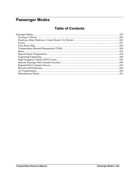 Passenger Modes