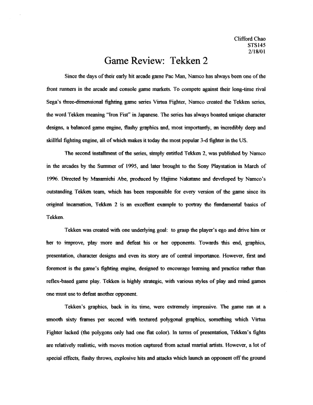 Game Review: Tekken 2