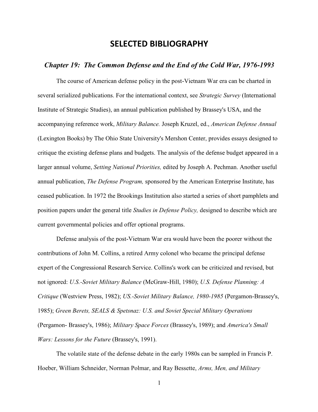 Chapter 19: the Common Defense and the End of the Cold War, 1976-1993