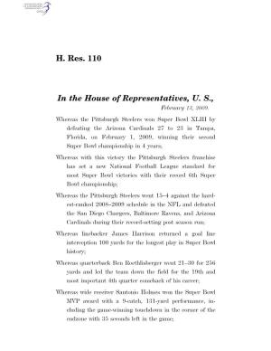 H. Res. 110 in the House of Representatives, U