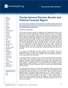 Florida General Election Results and Political Forecast Report