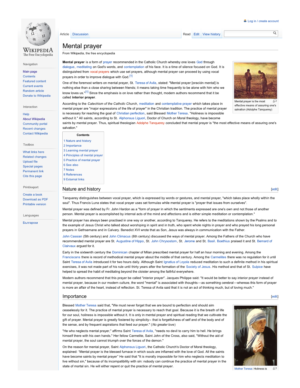 Mental Prayer from Wikipedia, the Free Encyclopedia