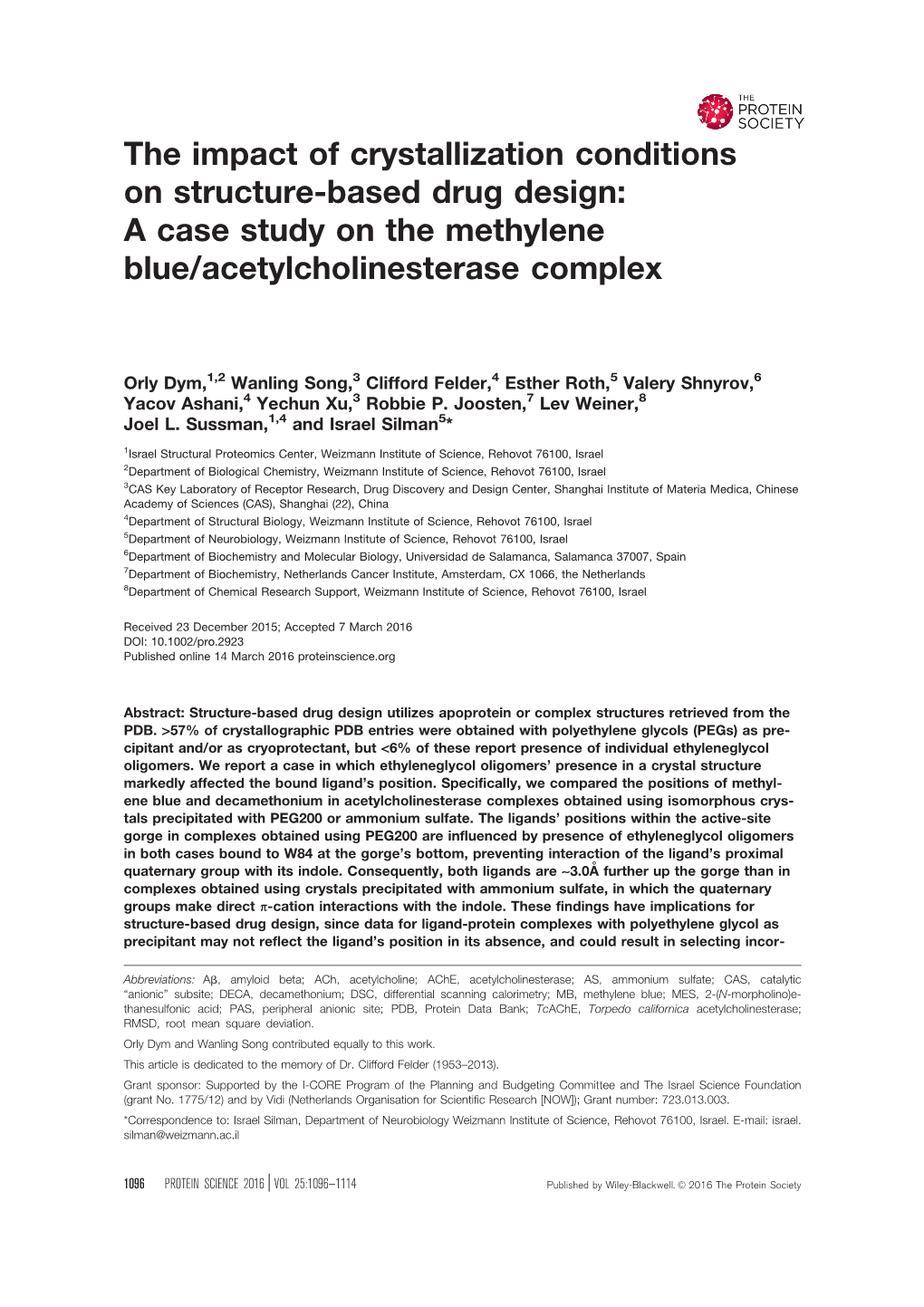 The Impact of Crystallization Conditions on Structure-Based Drug Design: a Case Study on the Methylene Blue/Acetylcholinesterase Complex