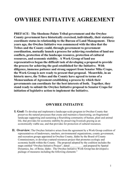 Owyhee Initiative Agreement