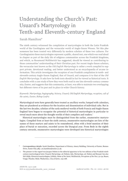 Usuard's Martyrology in Tenth-And Eleventh-Century England