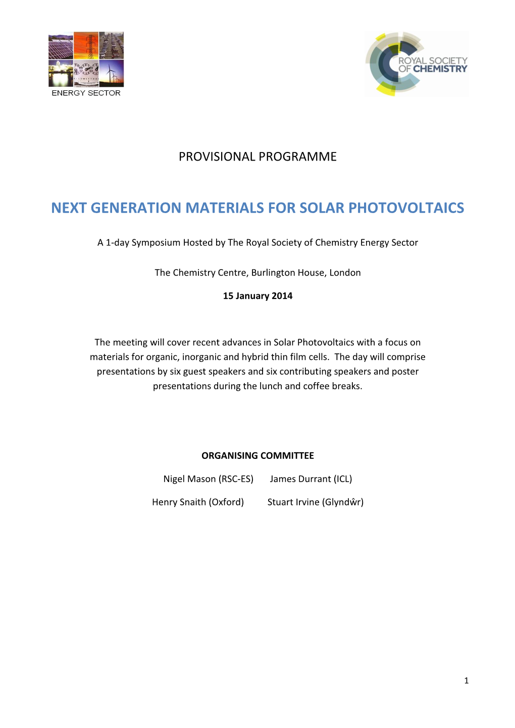 Next Generation Materials for Solar Photovoltaics