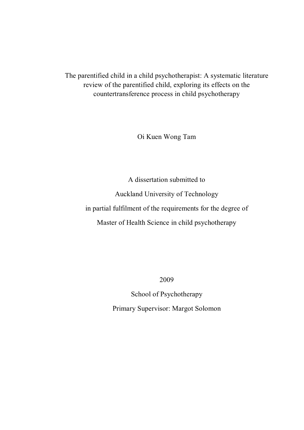 Chapter Three the Phenomenon of the Parentified Child and Parentification