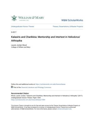 Kalasiris and Charikleia: Mentorship and Intertext in Heliodorus' Aithiopika