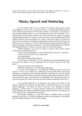 Music, Speech and Stuttering