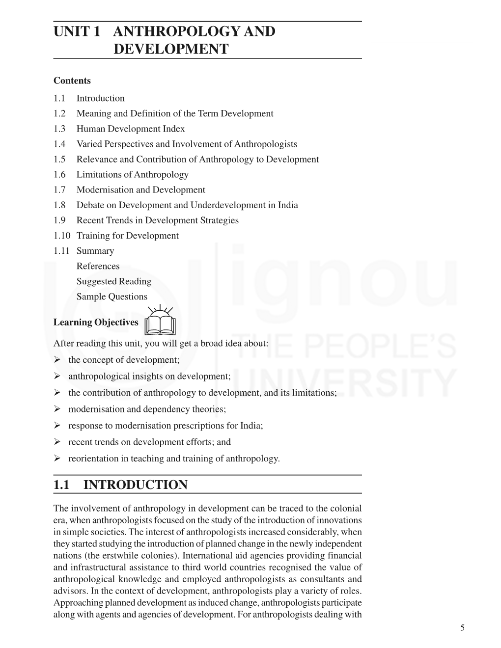 UNIT 1 ANTHROPOLOGY and Development DEVELOPMENT