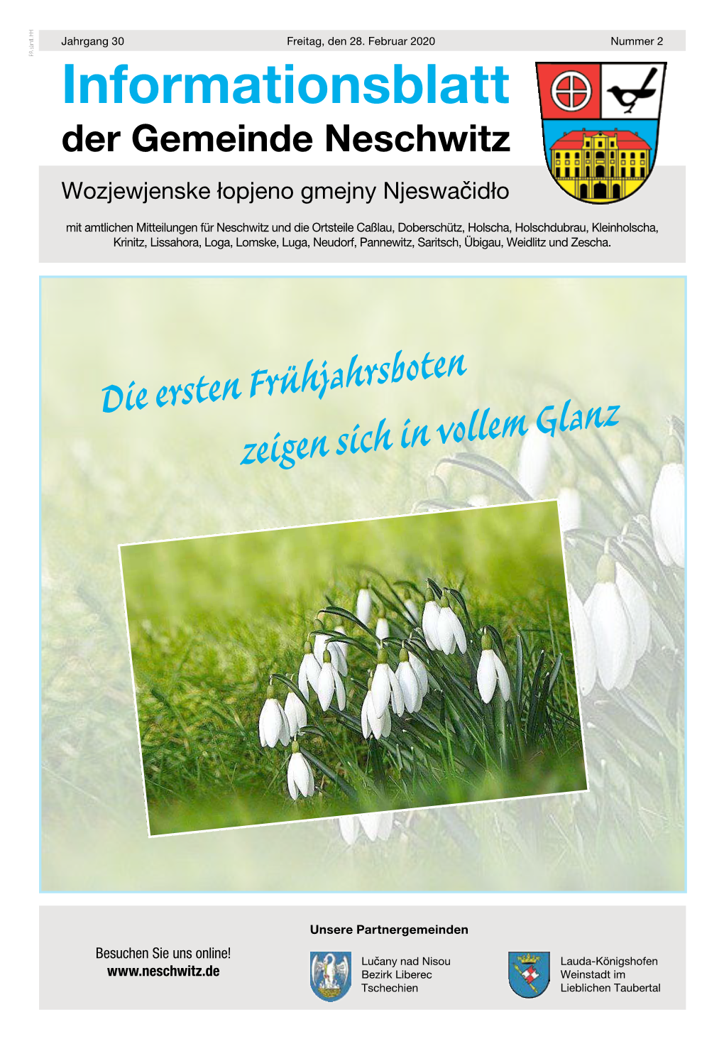 Informationsblatt Der Gemeinde Neschwitz Wozjewjenske Łopjeno Gmejny Njeswaãidło