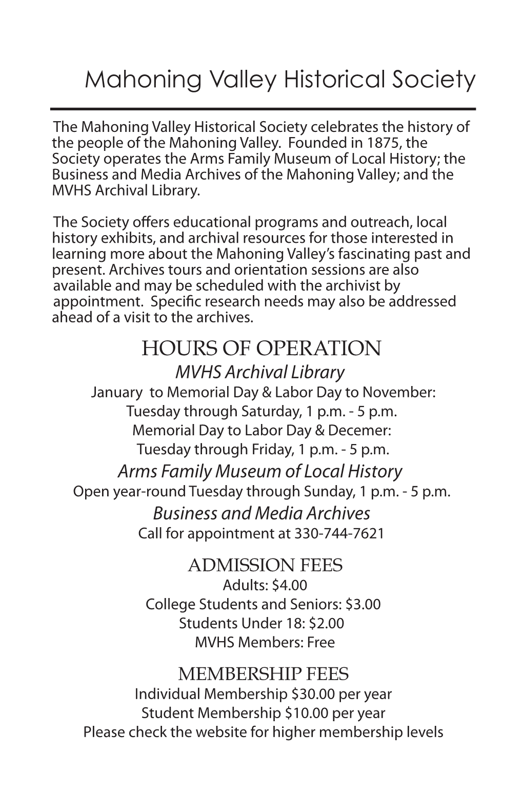 Mahoning Valley Historical Society