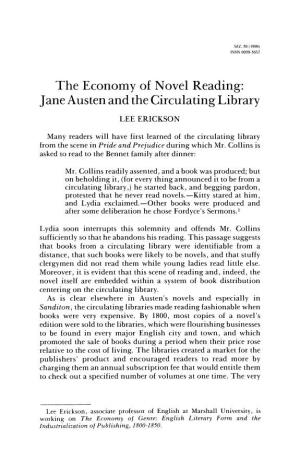 The Economy of Novel Reading: Jane Austen and the Circulating Library