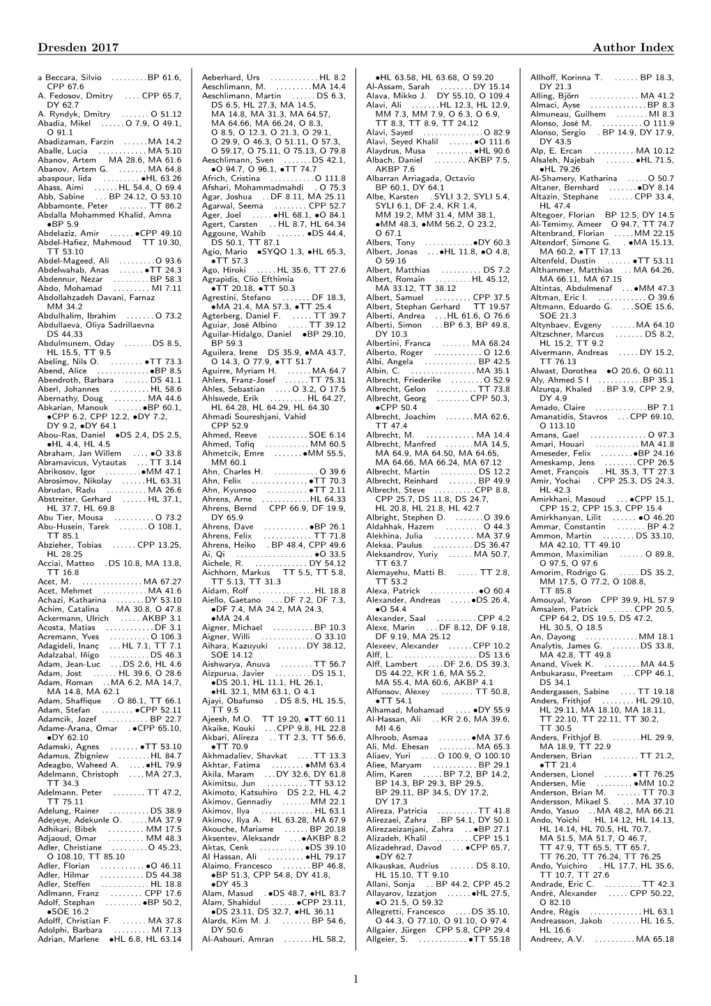 Dresden 2017 Author Index a Beccara, Silvio