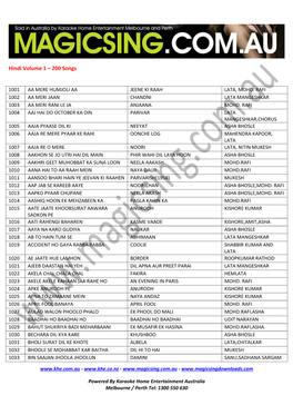 Hindi Volume 1 – 200 Songs