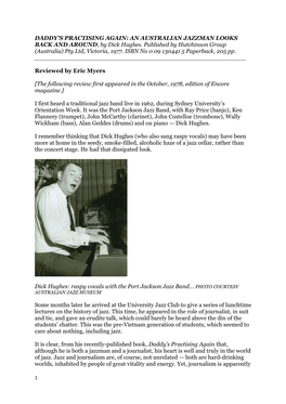 DADDY's PRACTISING AGAIN: an AUSTRALIAN JAZZMAN LOOKS BACK and AROUND, by Dick Hughes. Published by Hutchinson Group (Australi