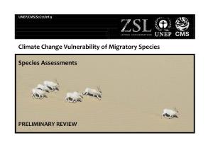 Climate Change Vulnerability of Migratory Species Species