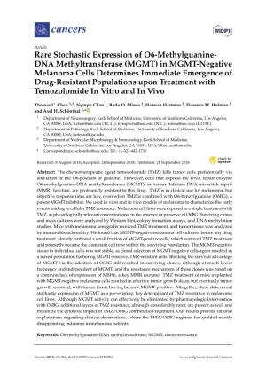 DNA Methyltransferase (MGMT)