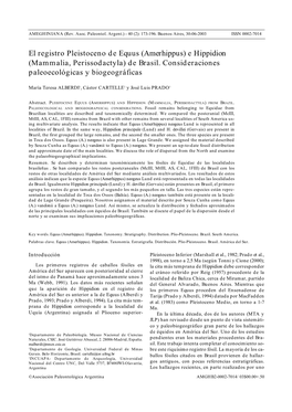 El Registro Pleistoceno De Equus (Amerhippus) E Hippidion