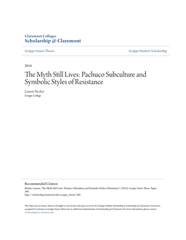 Pachuco Subculture and Symbolic Styles of Resistance Lauren Becker Scripps College