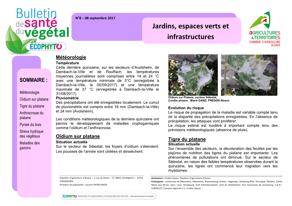 Jardins, Espaces Verts Et Infrastructures