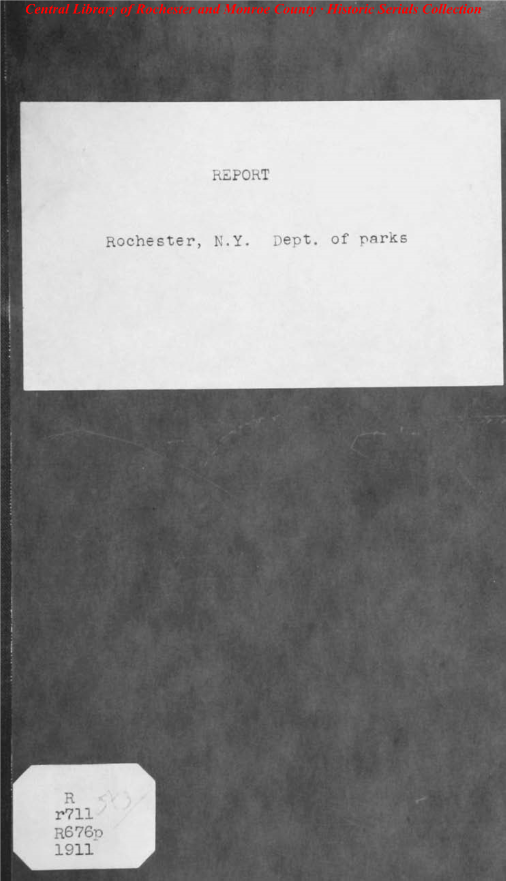 Rochester Park Commissioner 1911 Report