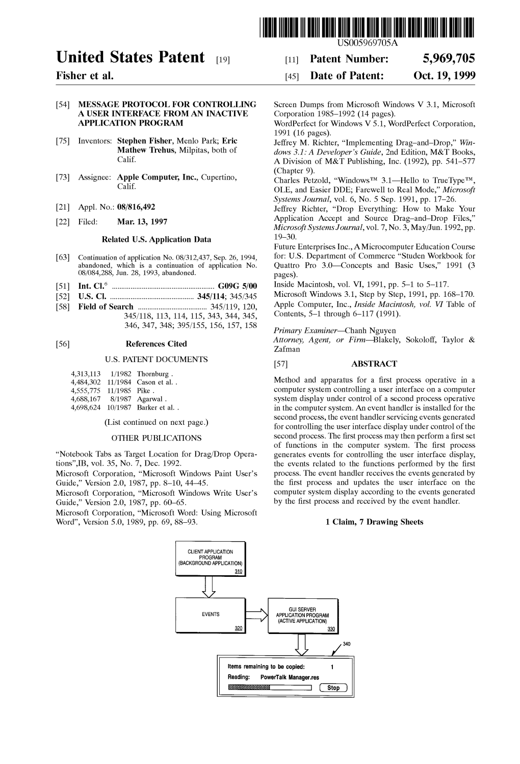 United States Patent (19) 11 Patent Number: 5,969,705 Fisher Et Al
