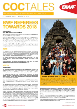 BWF REFEREES TOWARDS 2018 by Torsten Berg Chair - BWF Referee Assessment Panel