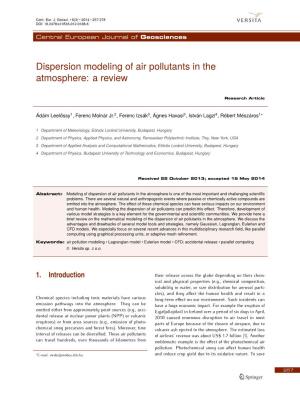 Dispersion Modeling of Air Pollutants in the Atmosphere: a Review