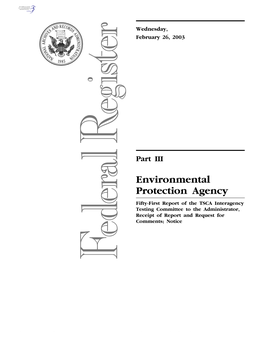 Environmental Protection Agency Fifty-First Report of the TSCA Interagency Testing Committee to the Administrator, Receipt of Report and Request for Comments; Notice