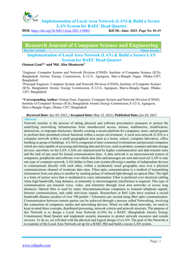 Research Journal of Computer Science and Engineering