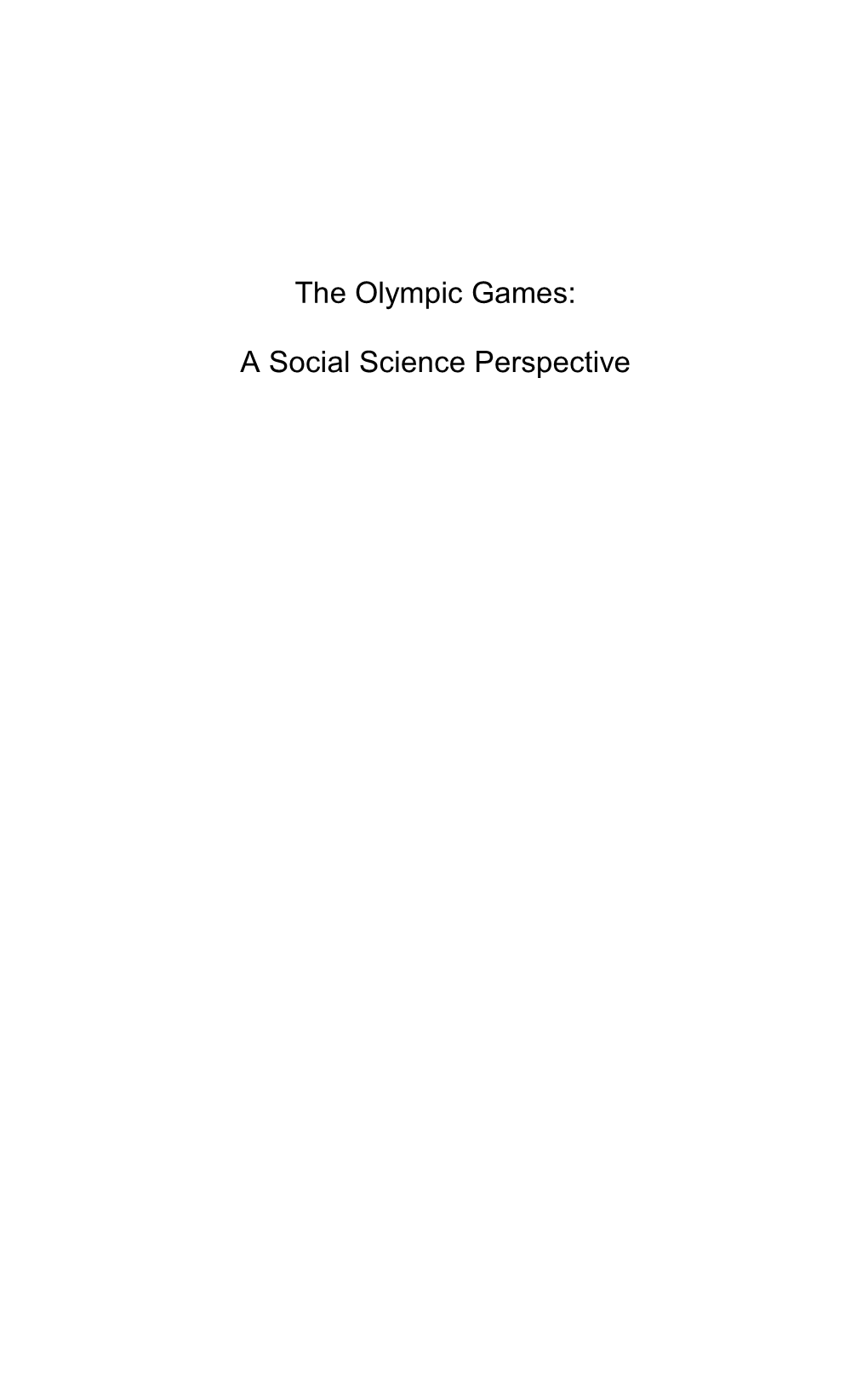 The Olympic Games: a Social Science Perspective