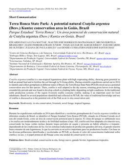 Terra Ronca State Park: a Potential Natural Cratylia Argentea (Desv.)