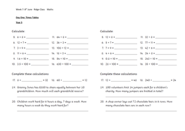 Week 7: 8Th June Ridge Class Maths Day One: Times Tables Year 5