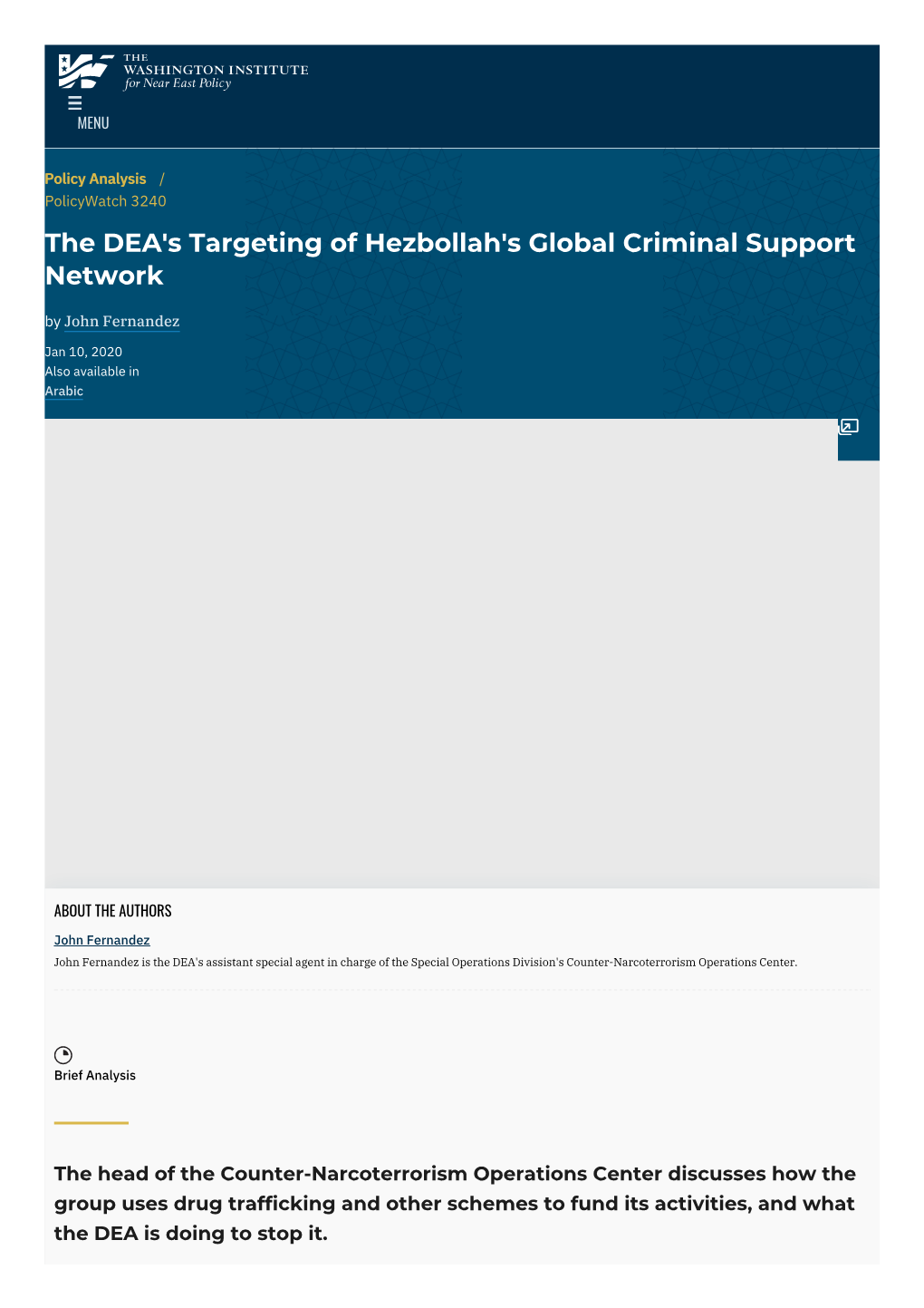 The DEA's Targeting of Hezbollah's Global Criminal Support Network by John Fernandez