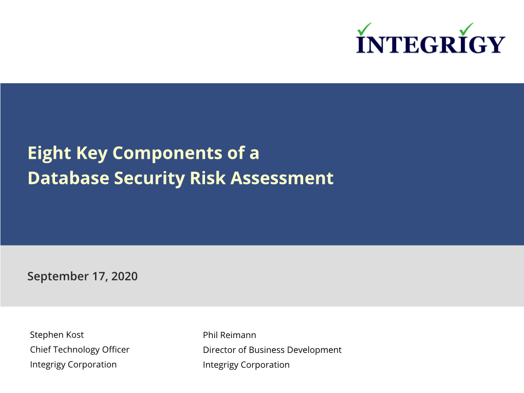 Eight Key Components of a Database Security Risk Assessment