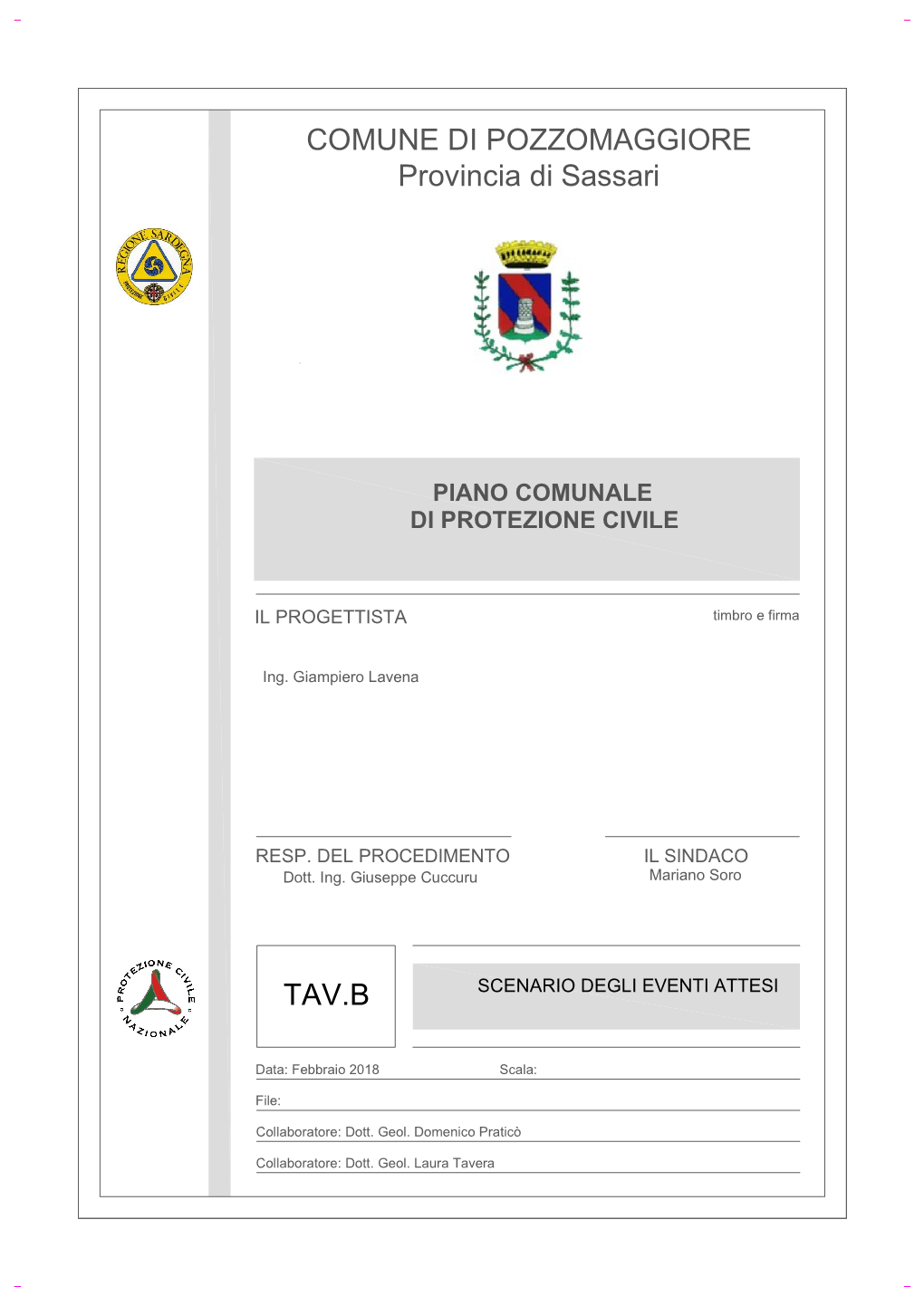 COMUNE DI POZZOMAGGIORE Provincia Di Sassari TAV.B