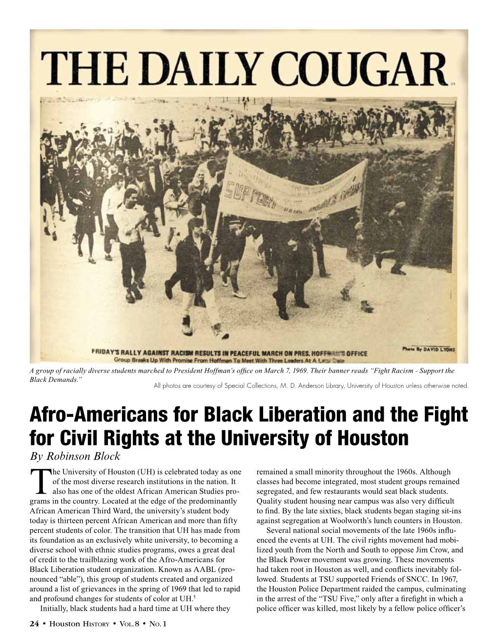 Afro-Americans for Black Liberation and the Fight for Civil Rights at the University of Houston