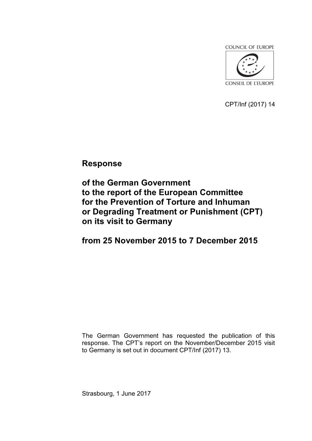 Response of the German Government to the Report of the European