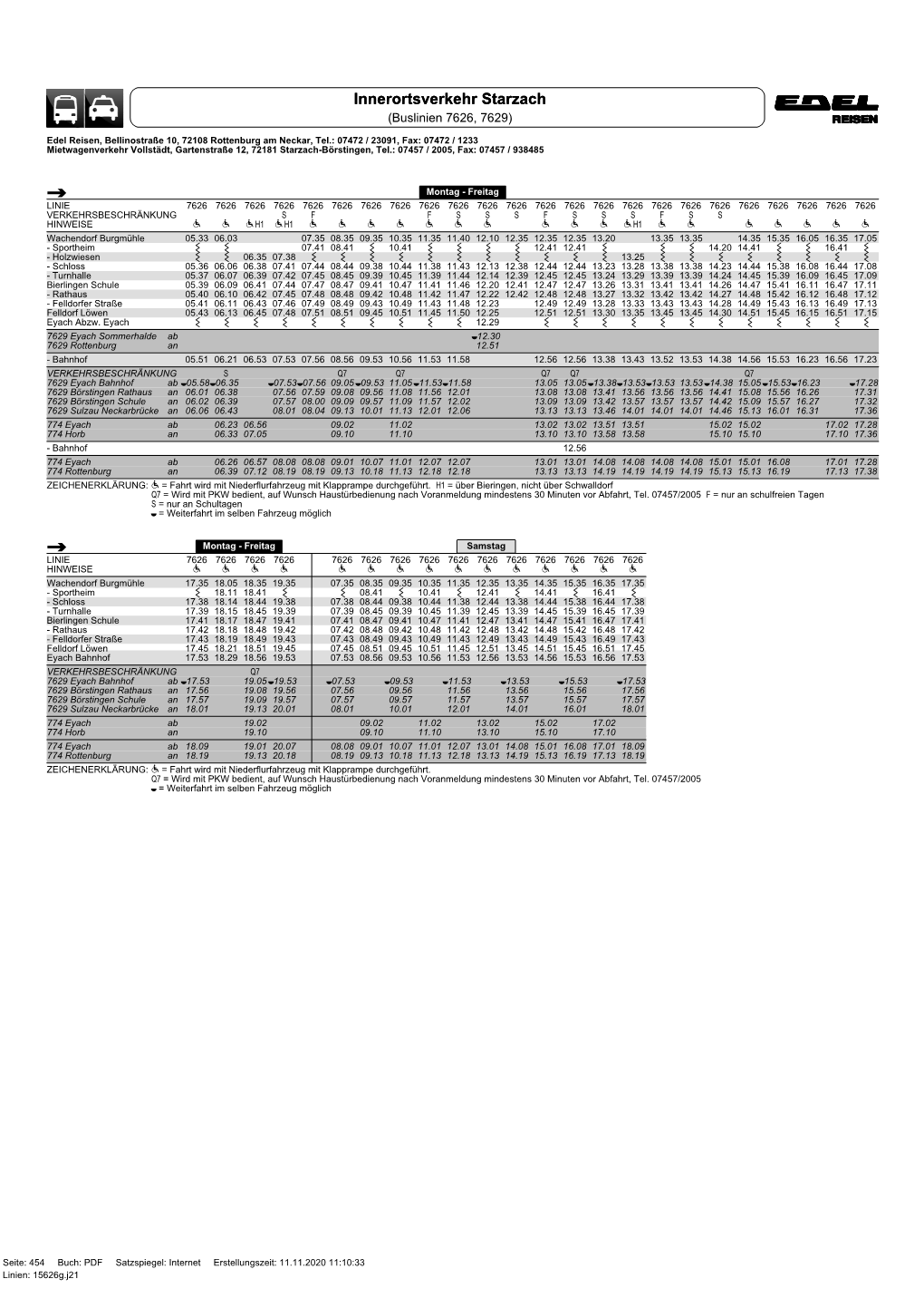 Innerortsverkehr Starzach (Buslinien 7626, 7629)