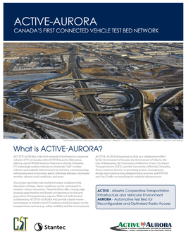 Active-Aurora Canada’S First Connected Vehicle Test Bed Network