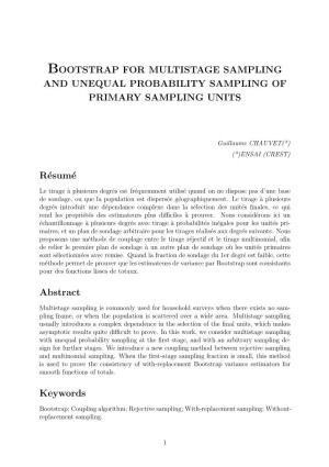 Bootstrap for Multistage Sampling and Unequal Probability Sampling of Primary Sampling Units
